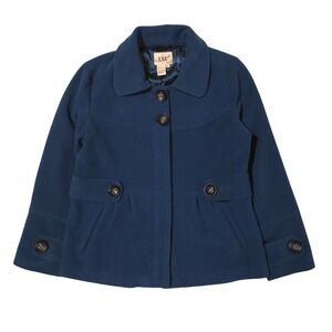 Live A Little Pea Coat Womens L Blue Wool Blend Button Front Lined Jacket